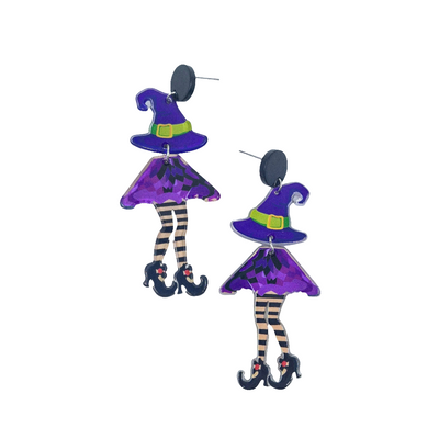 Witch Stud Drop Earrings – Halloween Novelty Jewellery Sunbaked Lizard Jewellery & Gifts