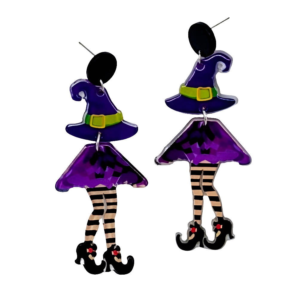 Witch Stud Drop Earrings – Halloween Novelty Jewellery Sunbaked Lizard Jewellery & Gifts