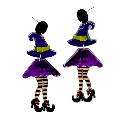 Witch Stud Drop Earrings – Halloween Novelty Jewellery Sunbaked Lizard Jewellery & Gifts