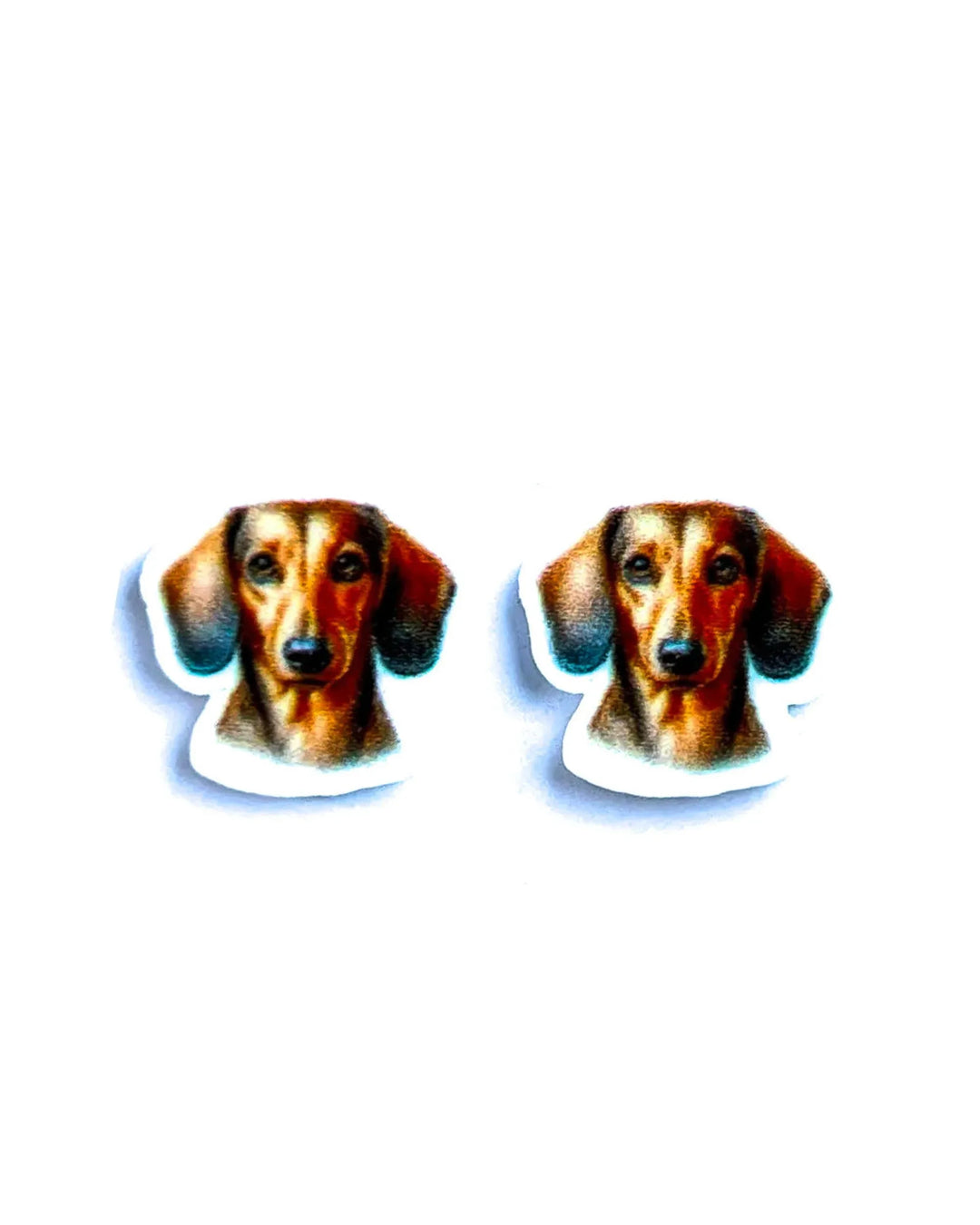 Brown Dachshund stud earrings, chestnut-red dachshund portrait acrylic charm