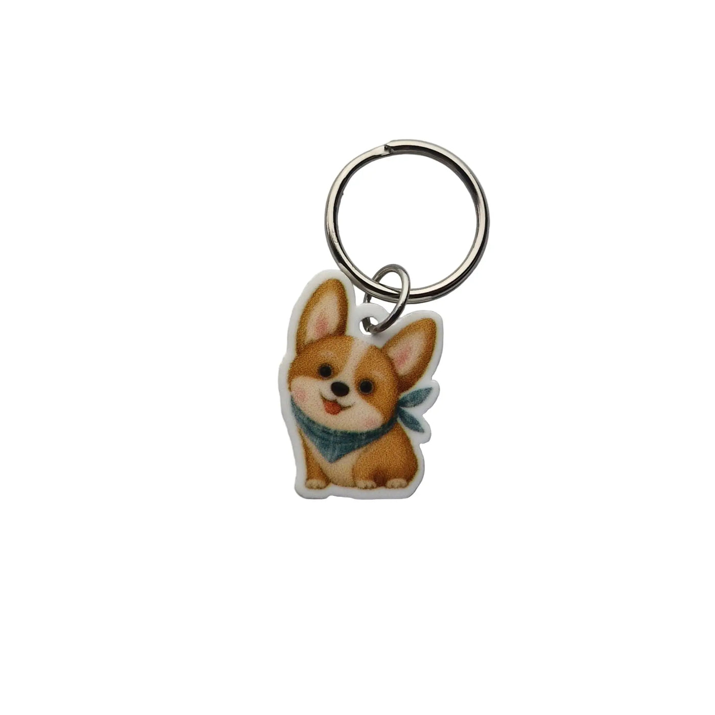 Corgi dog collar charm with mini metal ring attachment