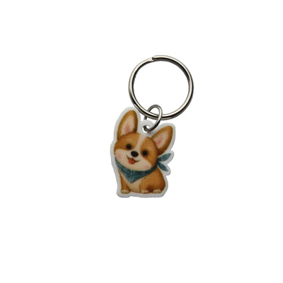 Corgi dog collar charm with mini metal ring attachment