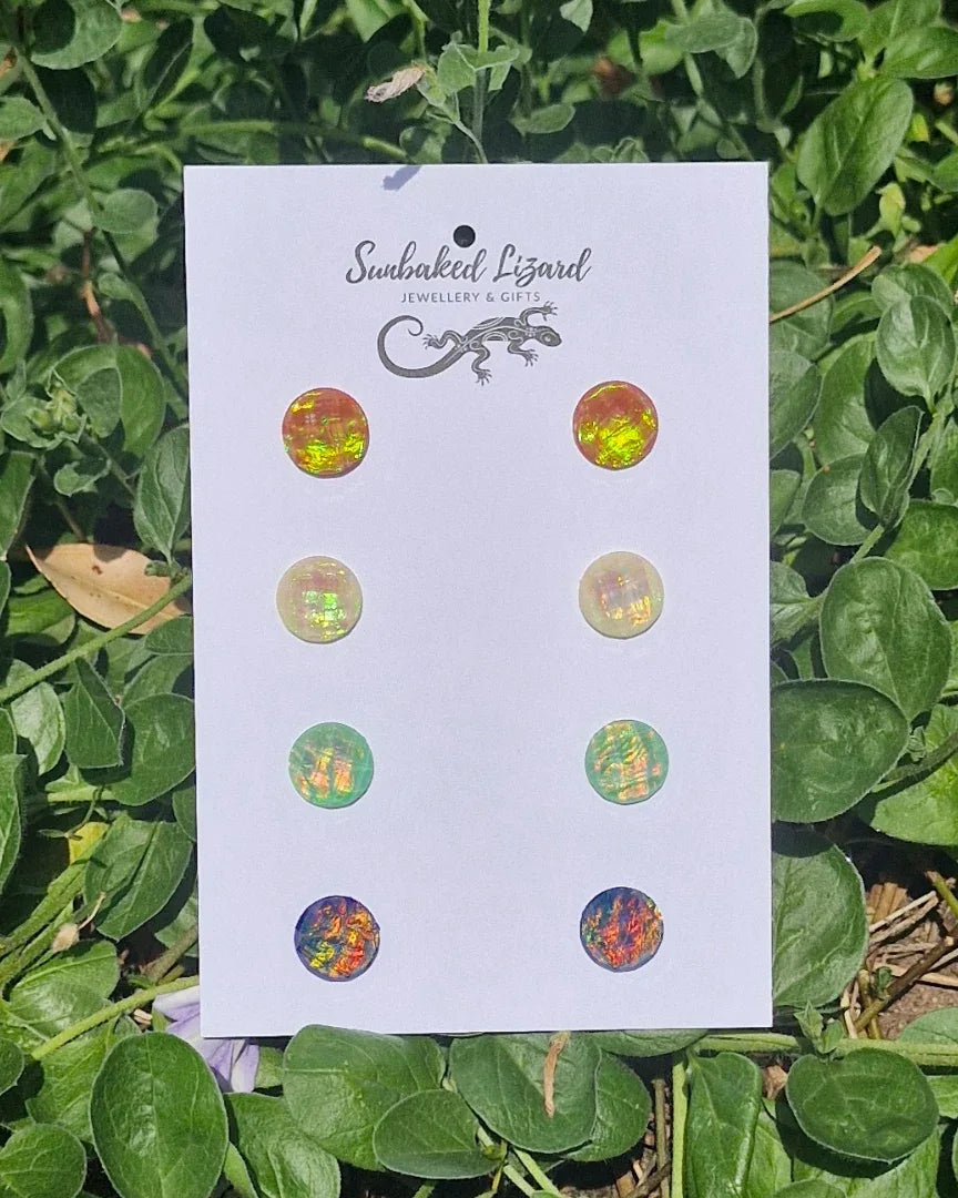 Glitter Stud Earrings Set – red, white, blue and green multipack from Sunbaked Lizard.