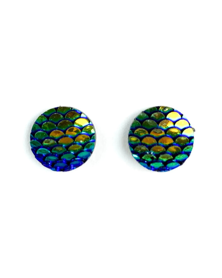 Mermaid Glitter Scale Studs - 7 Colours Sunbaked Lizard Jewellery &amp; Gifts