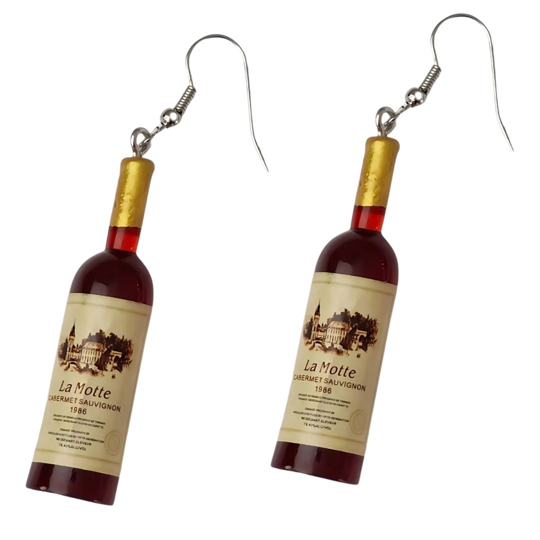 Wine Bottle and Glass Earrings