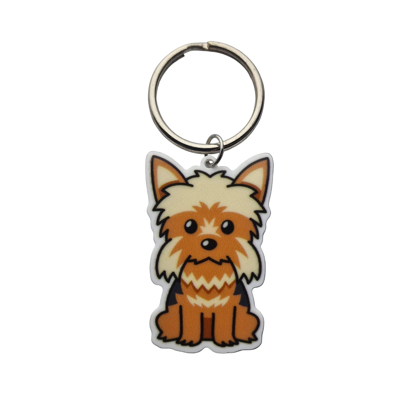 Acrylic Yorkie dog collar charm with secure ring attachment