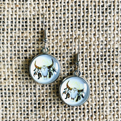 Bull Skull Drop Earrings