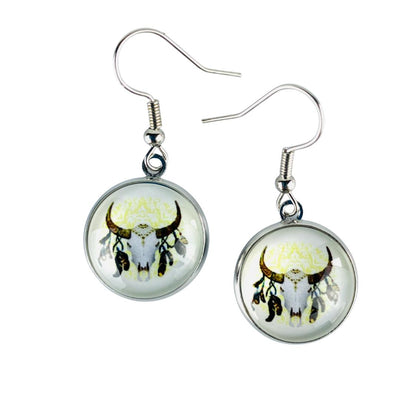Bull Skull Drop Earrings