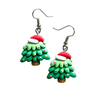 Christmas Tree with a Santa Hat Drop Earrings Sunbaked Lizard Jewellery & Gifts