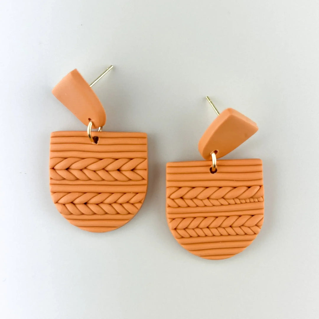 Clay Plaited Arch Drop Earrings -4 Colours Sunbaked Lizard Jewellery &amp; Gifts