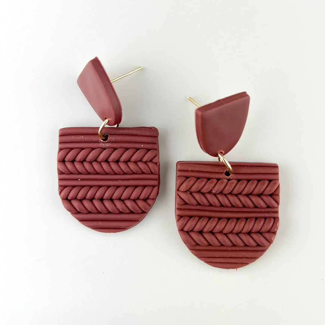 Clay Plaited Arch Drop Earrings -4 Colours Sunbaked Lizard Jewellery &amp; Gifts