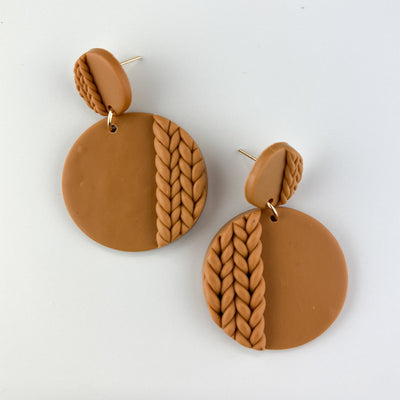 Clay Plaited Button Drop Earrings -5 Colours
