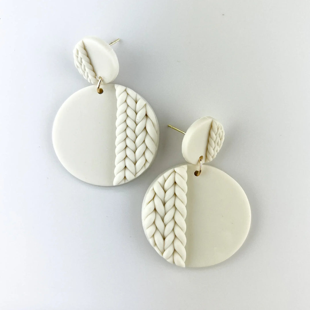 Clay Plaited Button Drop Earrings -5 Colours Sunbaked Lizard Jewellery &amp; Gifts