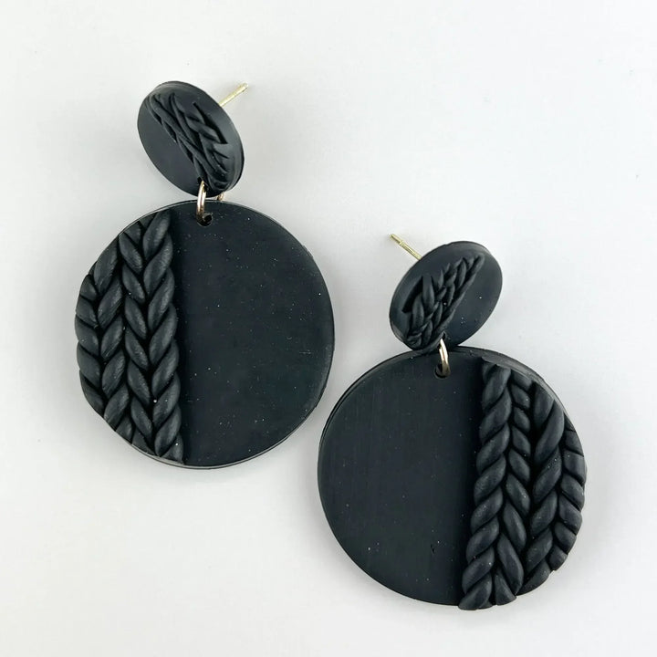 Clay Plaited Button Drop Earrings -5 Colours Sunbaked Lizard Jewellery &amp; Gifts