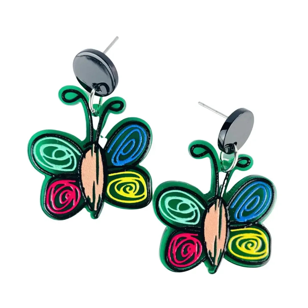 Colourful Butterfly Earrings Sunbaked Lizard Jewellery & Gifts