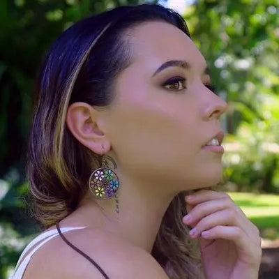 Copper Floral Drop Earrings