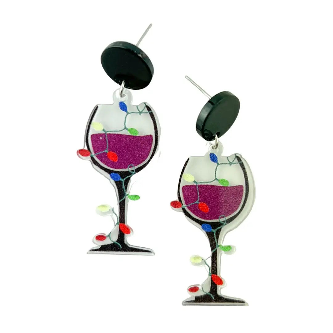 Fairy Lit Red Wine Stud Drop Earrings