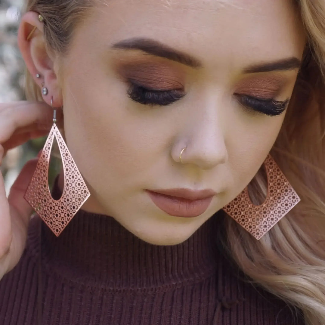 Filigree Diamond Statement Drops- 10 Colours Sunbaked Lizard Jewellery &amp; Gifts