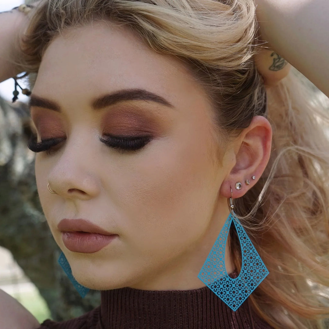 Filigree Diamond Statement Drops- 10 Colours Sunbaked Lizard Jewellery &amp; Gifts
