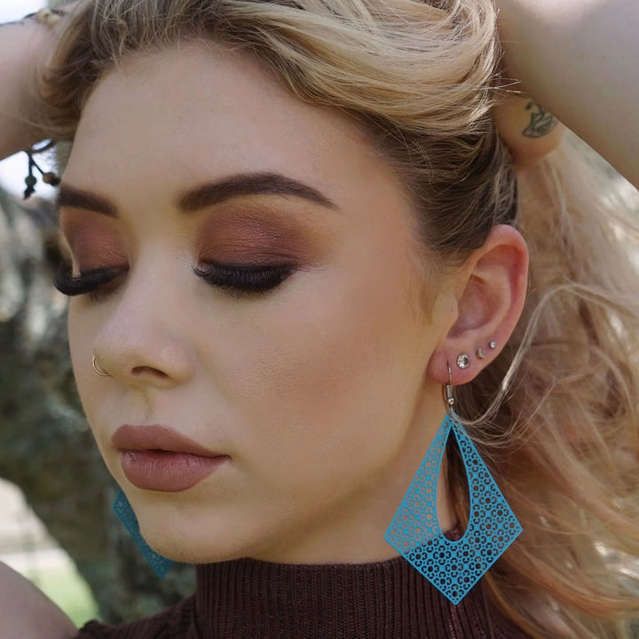 Filigree Diamond Statement Drops- 10 Colours Sunbaked Lizard Jewellery &amp; Gifts