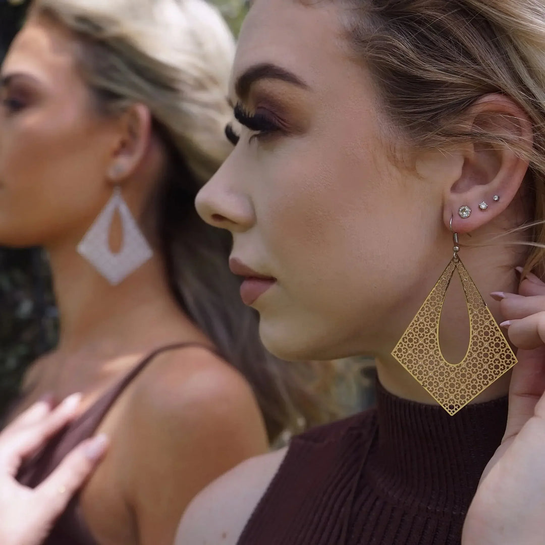 Filigree Diamond Statement Drops- 10 Colours Sunbaked Lizard Jewellery &amp; Gifts