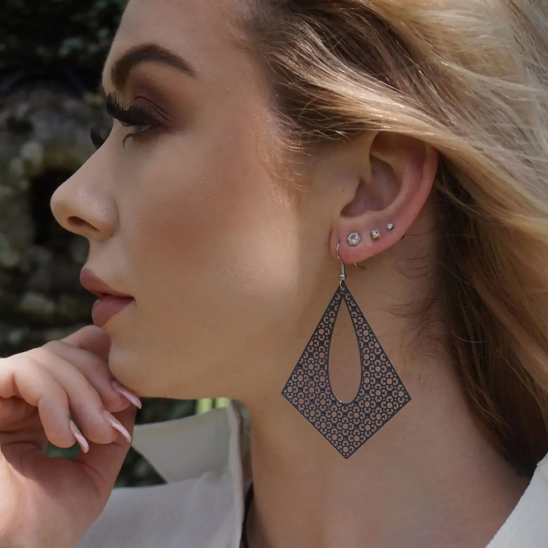 Filigree Diamond Statement Drops- 10 Colours Sunbaked Lizard Jewellery &amp; Gifts