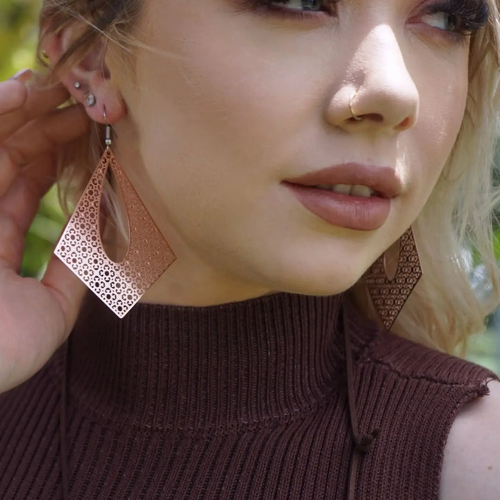 Filigree Diamond Statement Drops- 10 Colours Sunbaked Lizard Jewellery &amp; Gifts