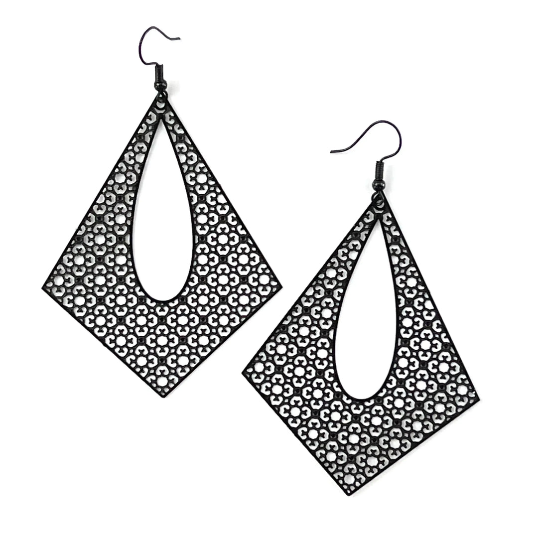 Filigree Diamond Statement Drops- 10 Colours Sunbaked Lizard Jewellery &amp; Gifts
