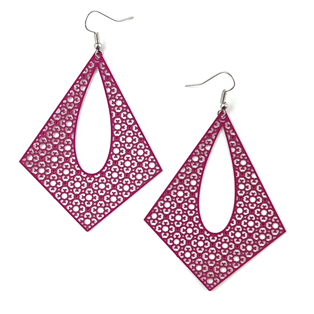 Filigree Diamond Statement Drops- 10 Colours Sunbaked Lizard Jewellery & Gifts