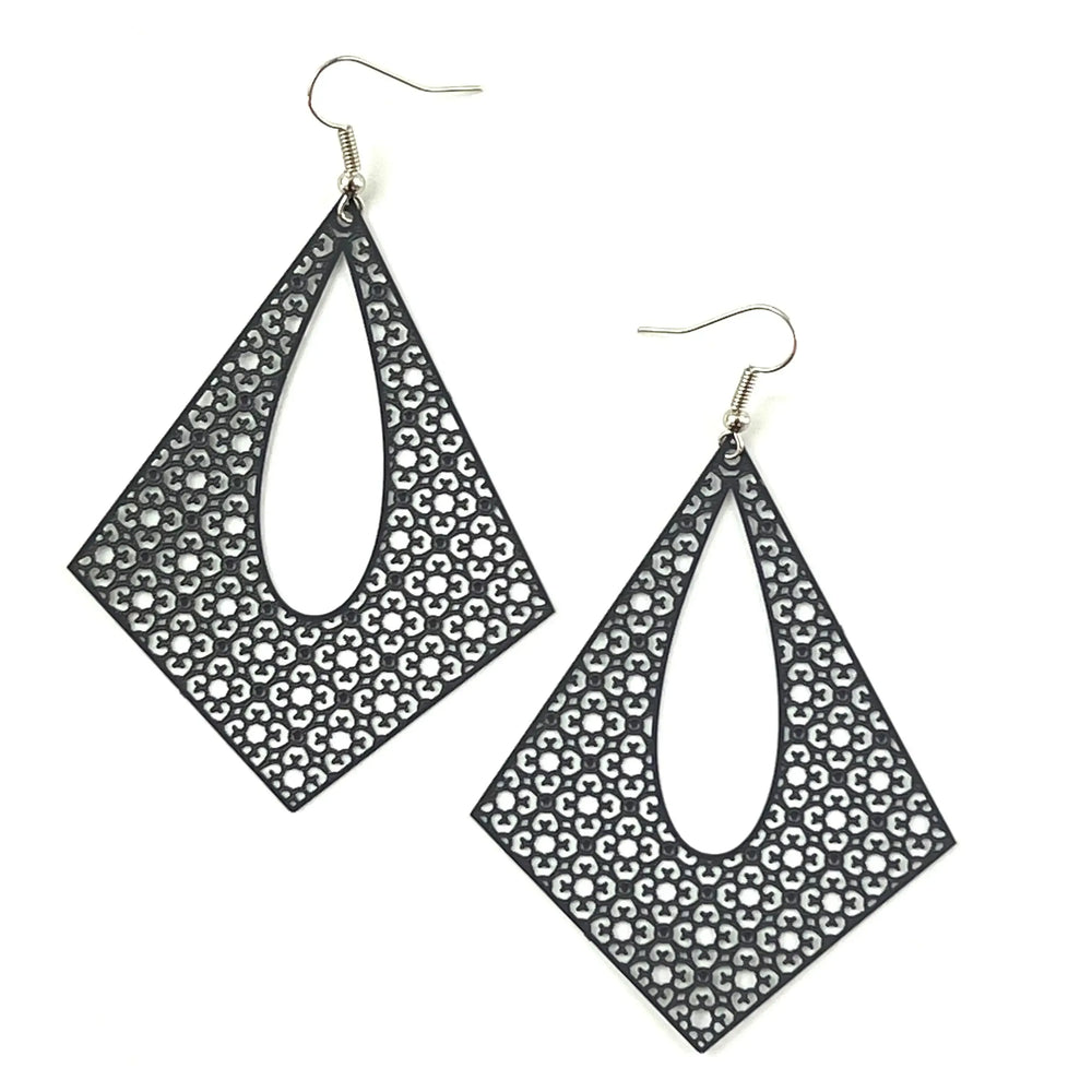 Filigree Diamond Statement Drops- 10 Colours Sunbaked Lizard Jewellery & Gifts
