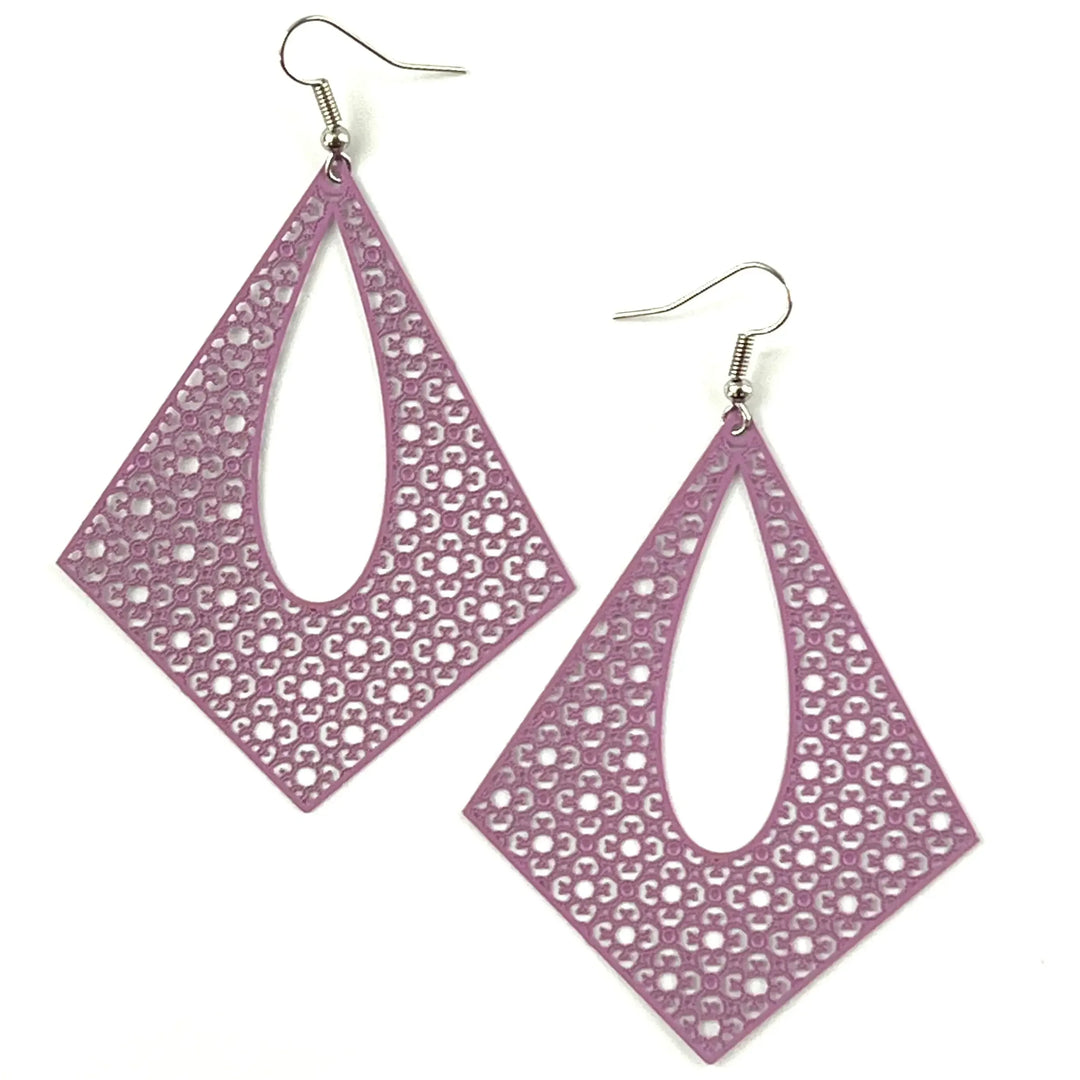 Filigree Diamond Statement Drops- 10 Colours Sunbaked Lizard Jewellery &amp; Gifts