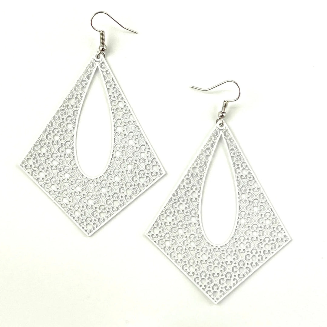 Filigree Diamond Statement Drops- 10 Colours Sunbaked Lizard Jewellery &amp; Gifts