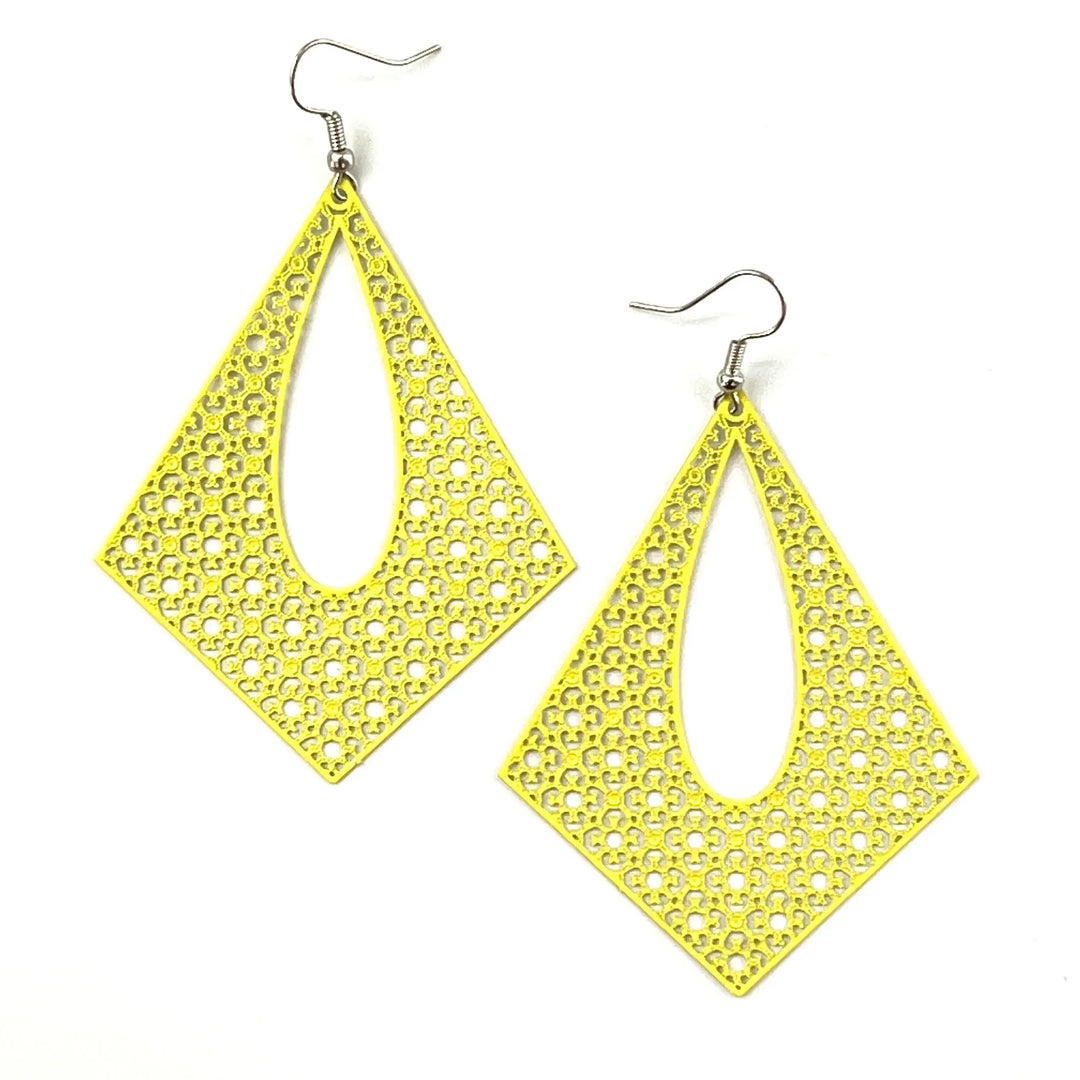 Filigree Diamond Statement Drops- 10 Colours Sunbaked Lizard Jewellery &amp; Gifts