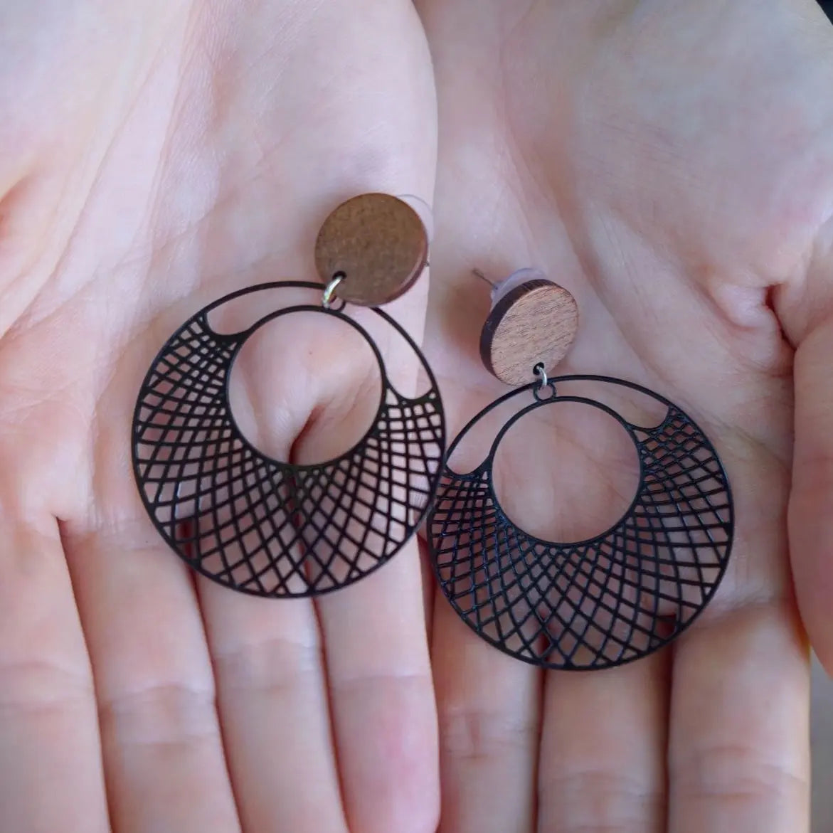 Filigree Round Stud Drops - 6 Colours