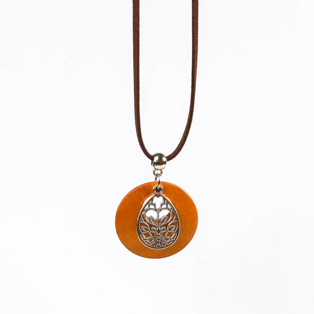 Floral Teardrop Charm Necklace