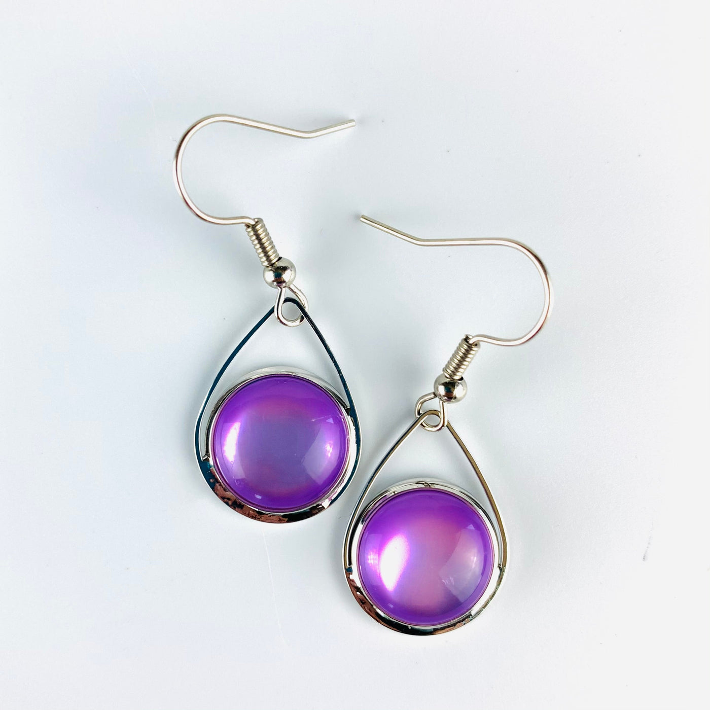 Glass Teardrop Earrings - 3 Colours