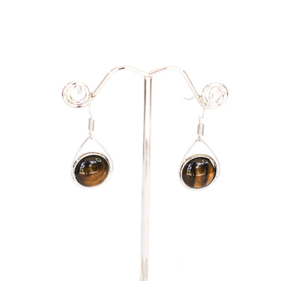 Glass Teardrop Earrings - Tigers Eye