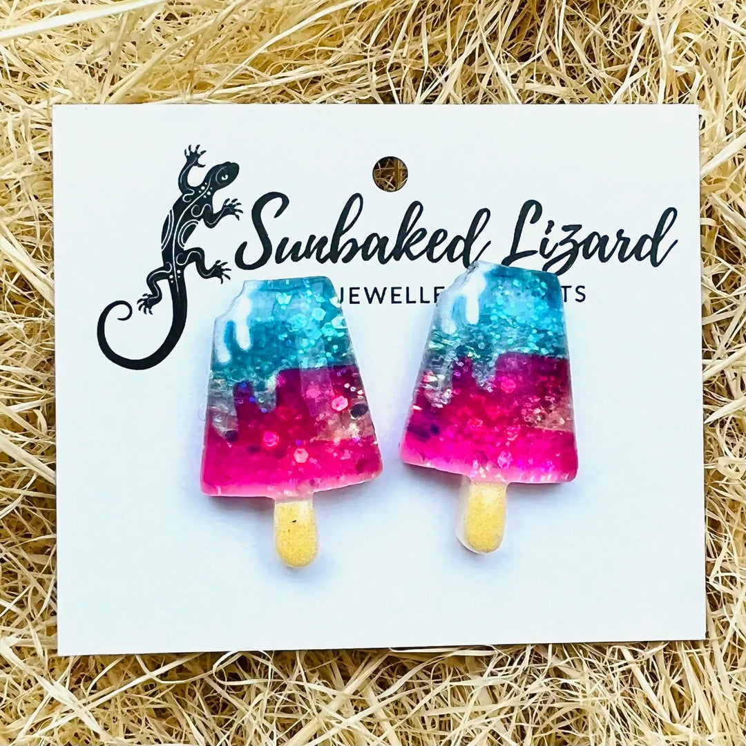 Glitter Ice-cream Earrings Sunbaked Lizard Jewellery & Gifts