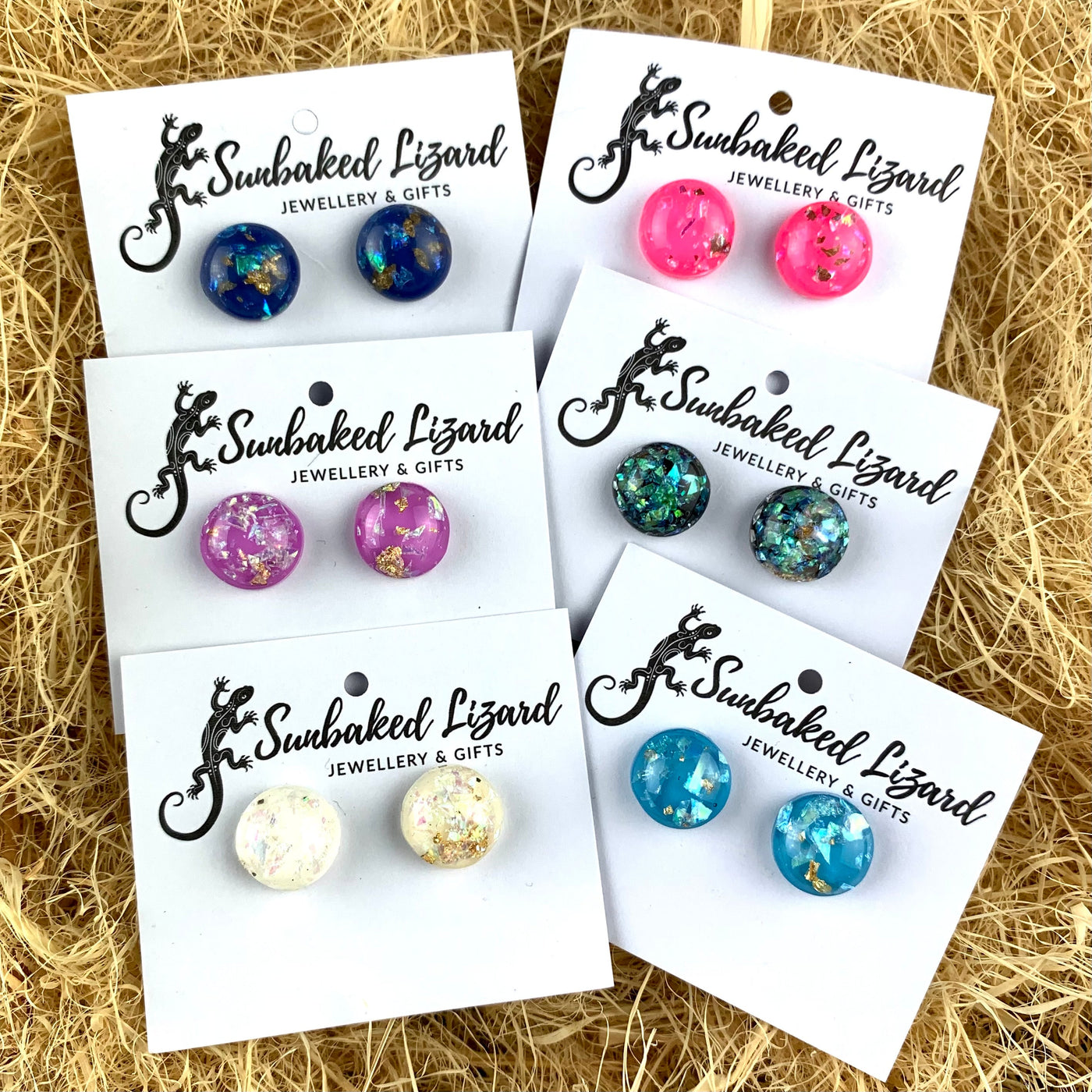 Gold & Opal Fleck Earrings - 6 Colours