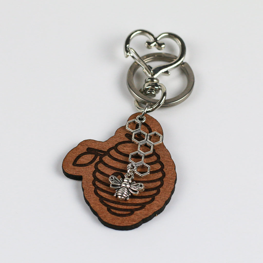 Honey Bee with Hive Keyring - Exclusive Design