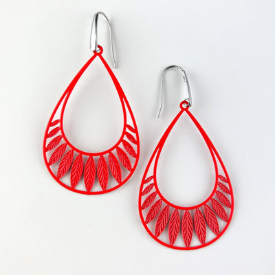 Leafy Droplet Filigree Drop Earrings -4 Colours