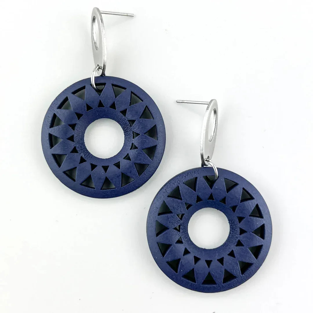 Navy Timber Sun Pendant Drops Sunbaked Lizard Jewellery &amp; Gifts