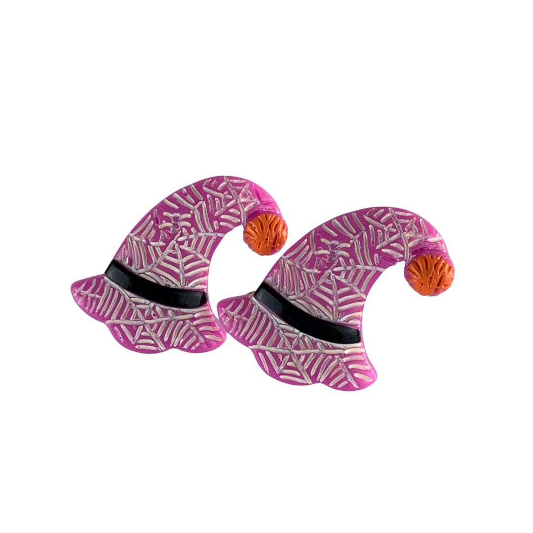 Pink Witch Hat Earrings