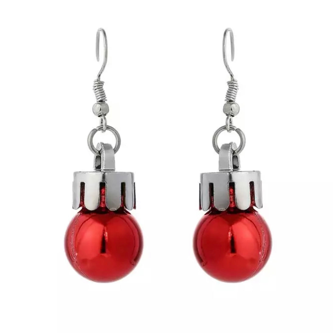 Red Bauble Drop Earrings