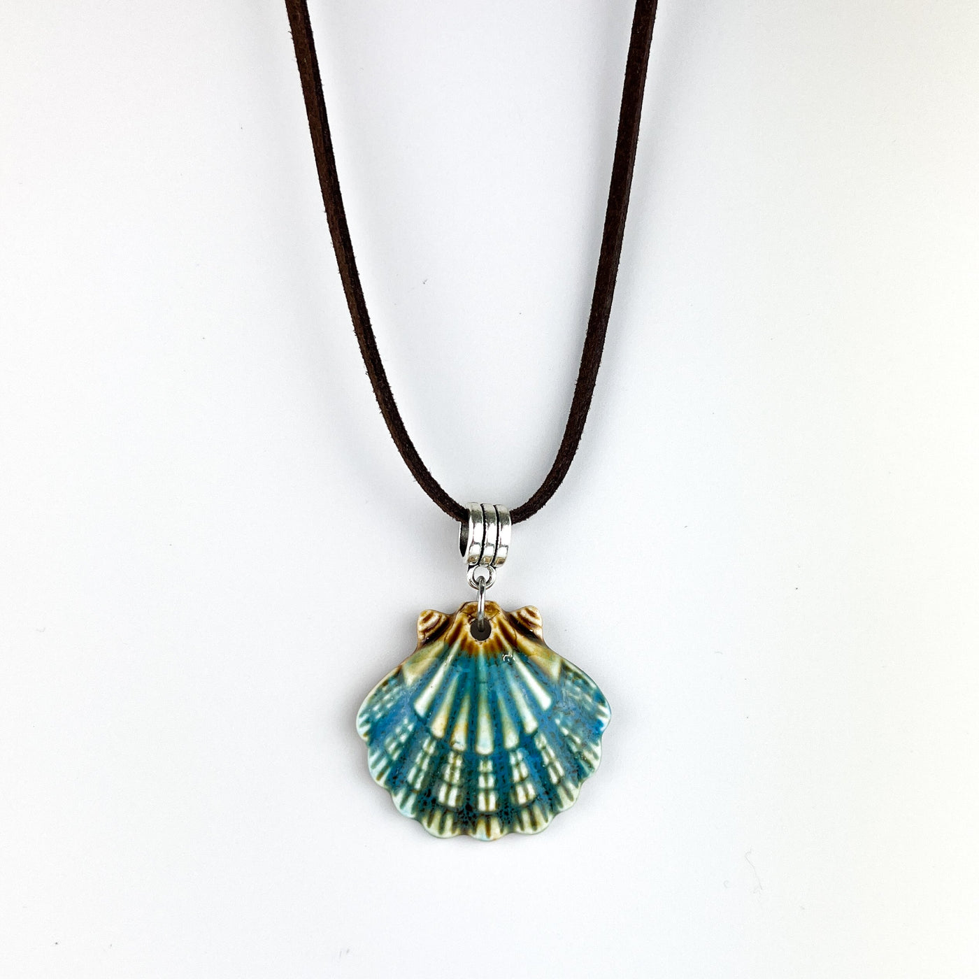 Shell Charm Leather Necklace - Colours