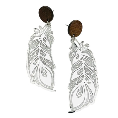 Silver and Timber Shimmer Feather Drops