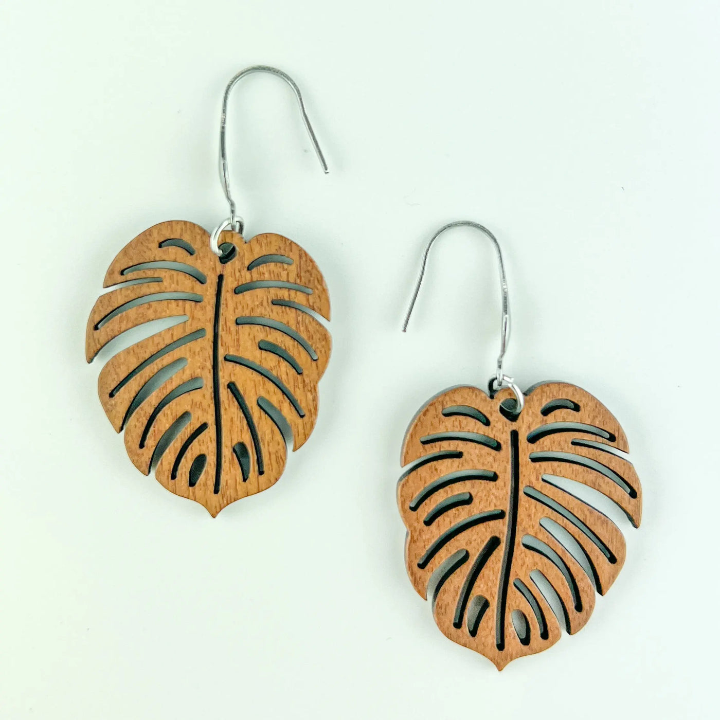 Timber Monstera Leaf Drop Earrings