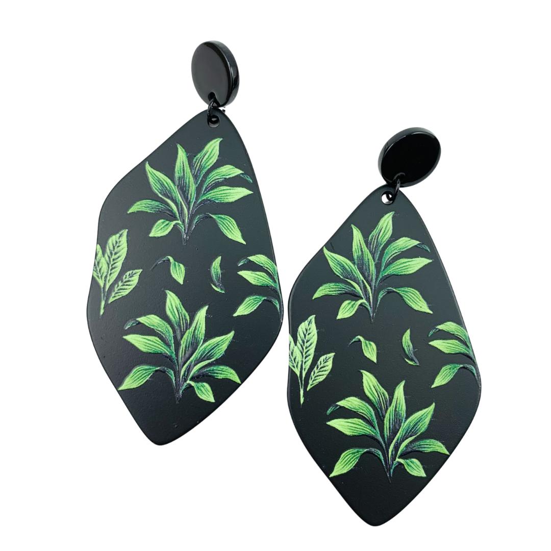Tropical Plant Drop Earrings - Fern