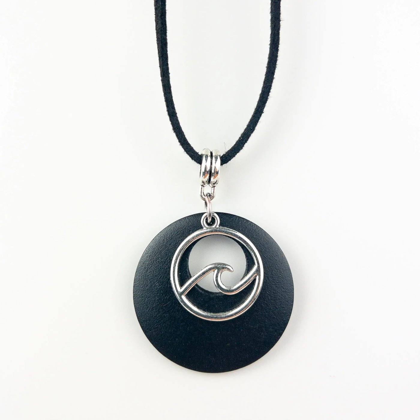 Wave Charm and Timber Pendant Necklace - 2 Colours